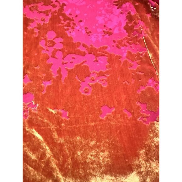 Anthropologie Maeve Ombre Shimmer Tee Top Blouse XS Floral Pink Gold Silk Blend - Picture 2 of 13